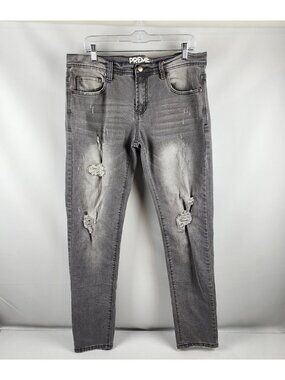 PREME Jeans Mens 34x33 Vintage Distressed Gray Denim